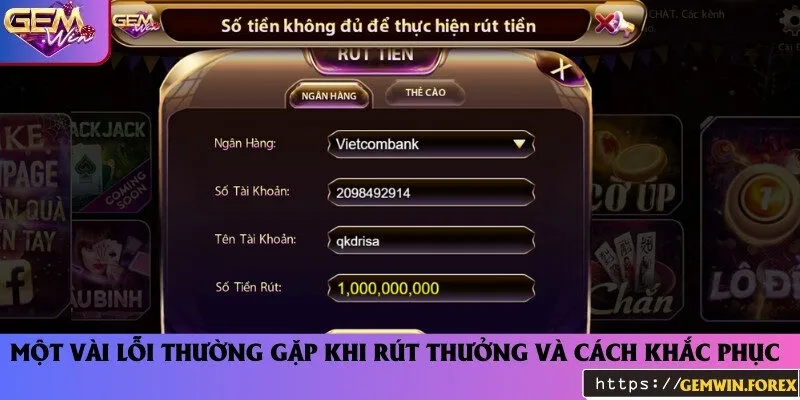 Lỗi thường gặp khi giao dịch rút từ cổng game